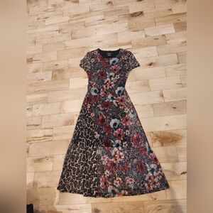 Desigual Red and Black Pleated A-Line Dress